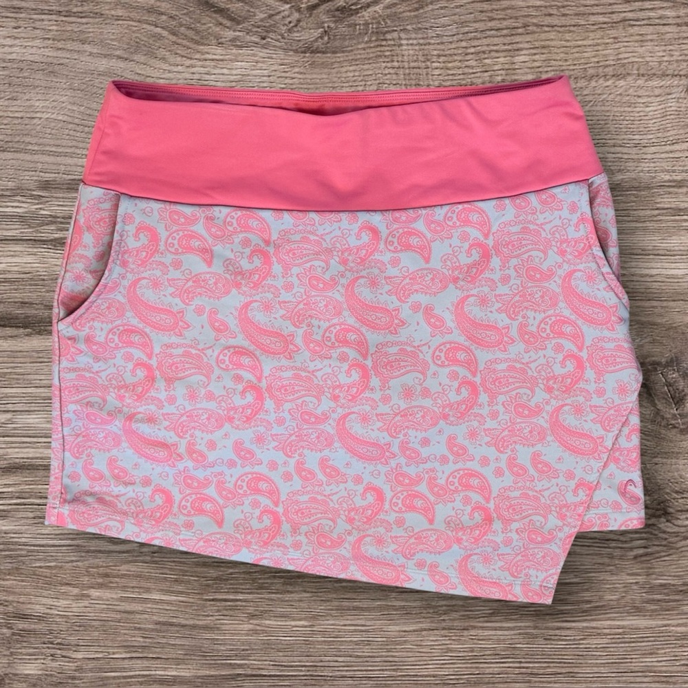 Pink and Grey Paisley Head Brigitte Golf Skort